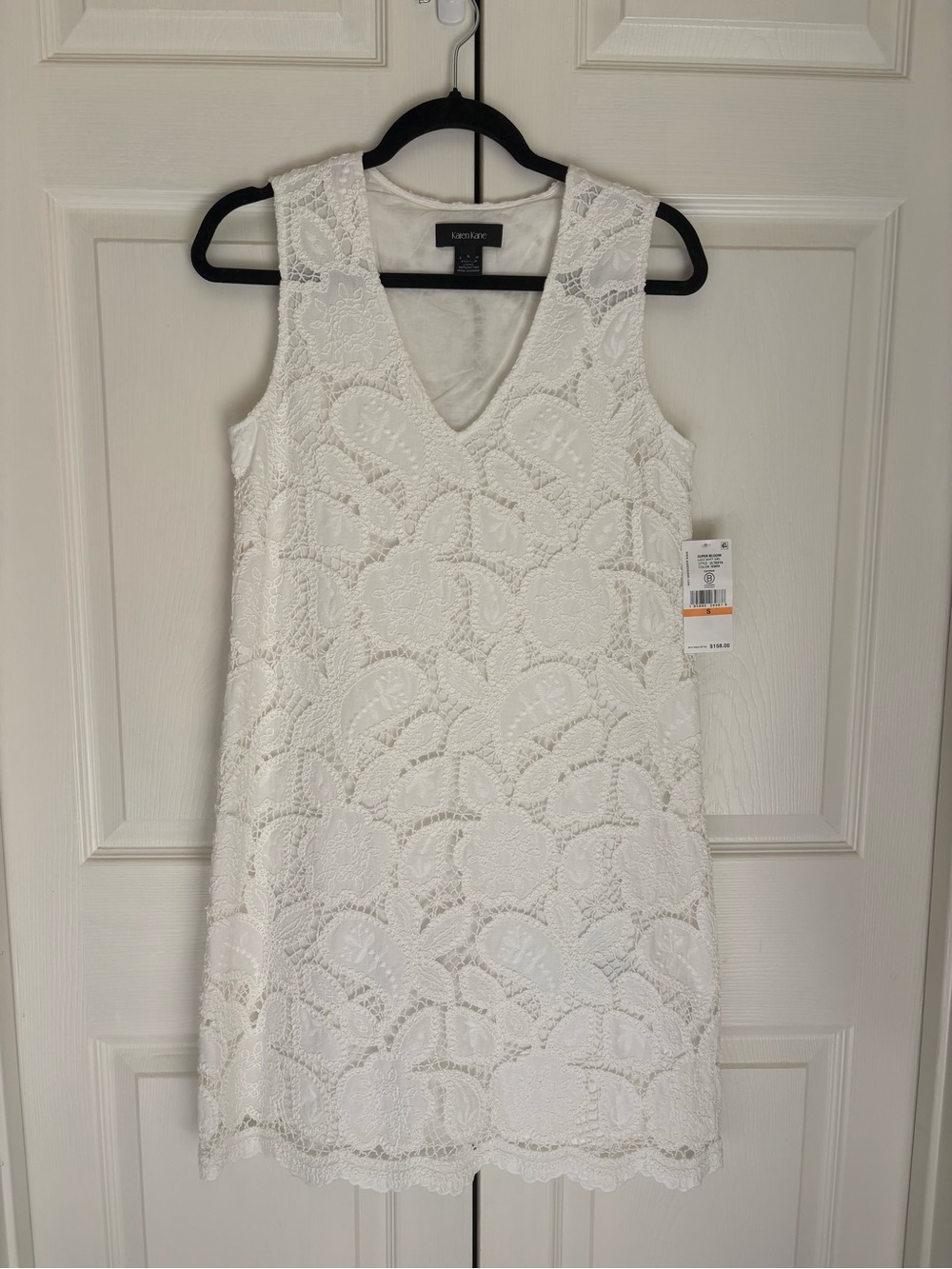 NWT - Karen Kane Super Bloom V-Neck Sleeveless Shift Dress - White